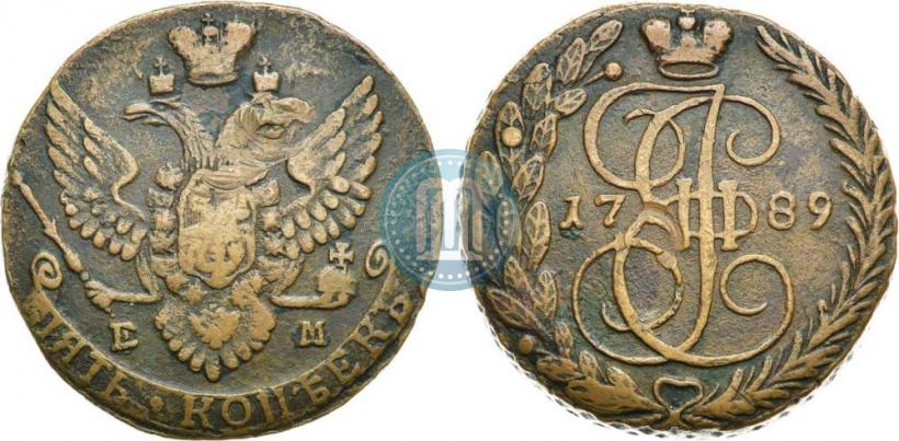 Picture 5 kopecks 1789 year ЕМ 