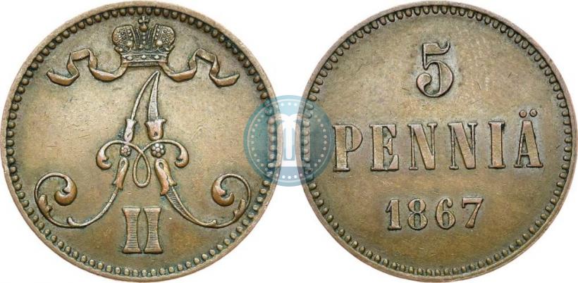 Picture 5 pennia 1867 year  