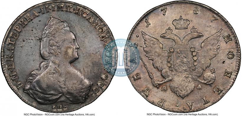 Фото 1 рубль 1787 года СПБ-ЯА 