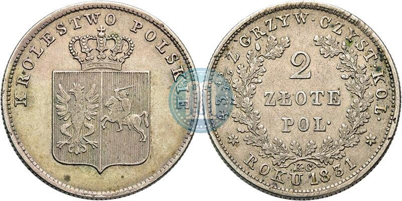 Picture 2 złote 1831 year KG "Polish uprising"