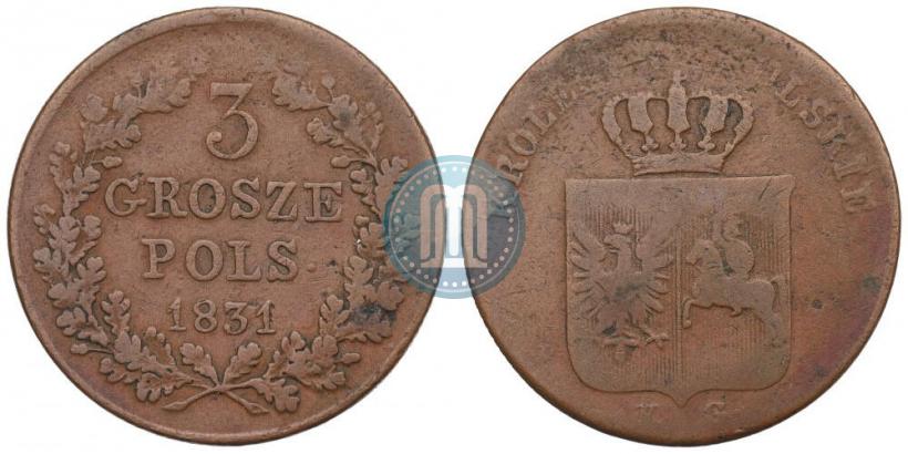 Picture 3 grosze 1831 year KG "Polish uprising"