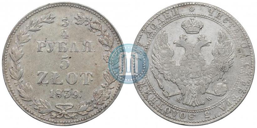 Picture 3/4 roubles - 5 złotych 1839 year MW 