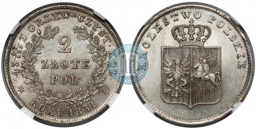 Picture 2 złote 1831 year KG "Polish uprising"