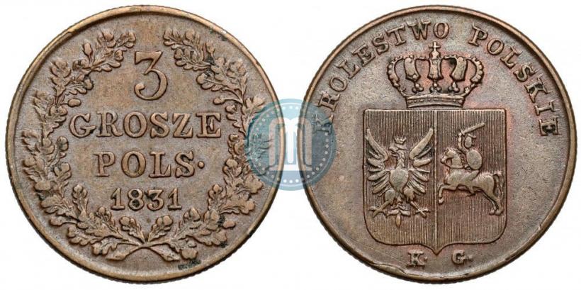 Picture 3 grosze 1831 year KG "Polish uprising"