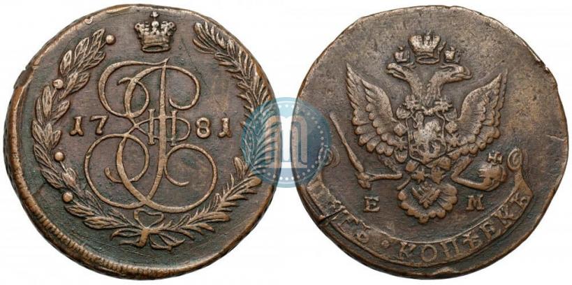 Picture 5 kopecks 1781 year ЕМ 