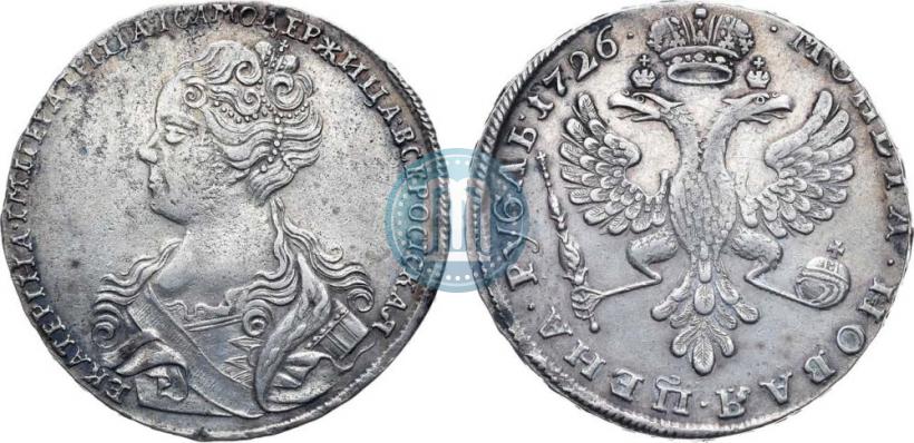 Picture 1 rouble 1726 year  "Moscow type, portrait turned to the left"