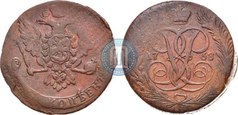 Picture 5 kopecks 1758 year  