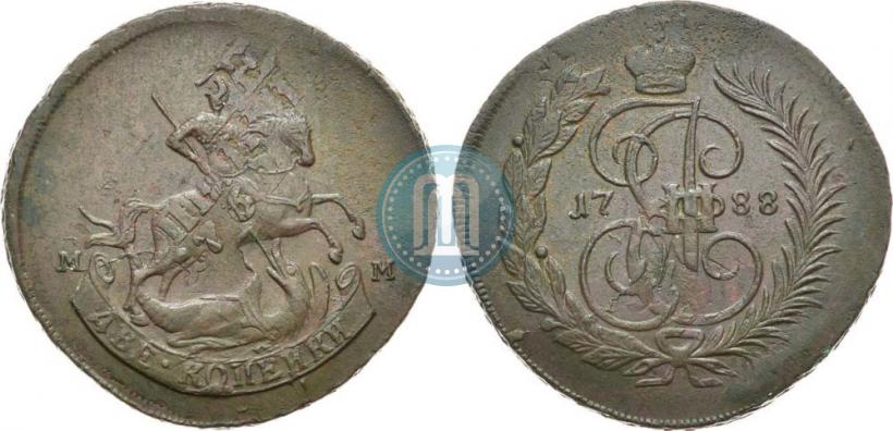 Фото 2 копейки 1788 года ММ 