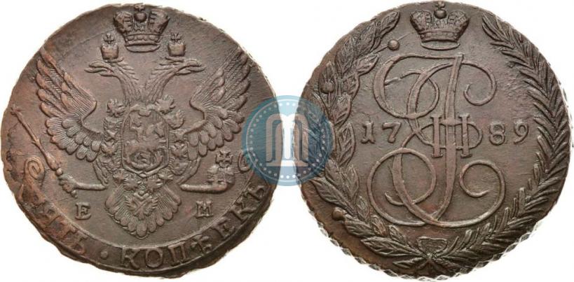 Picture 5 kopecks 1789 year ЕМ 