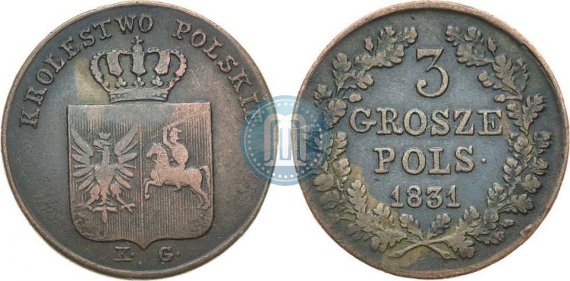 Picture 3 grosze 1831 year KG "Polish uprising"