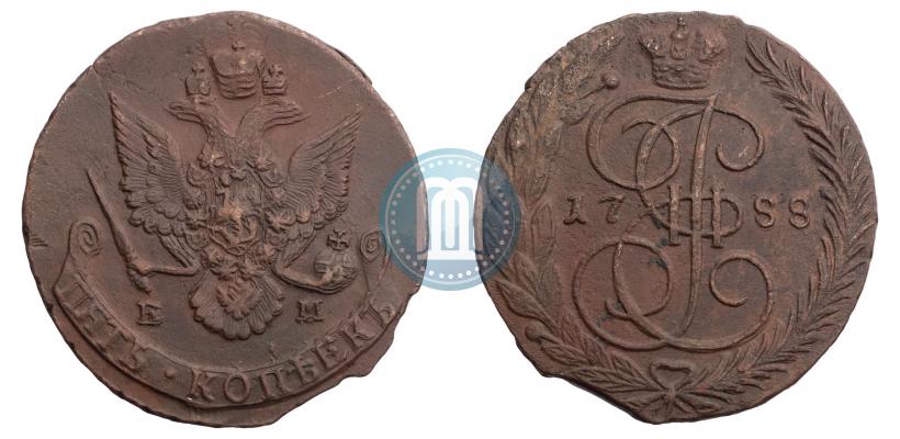 Фото 5 копеек 1788 года ЕМ 