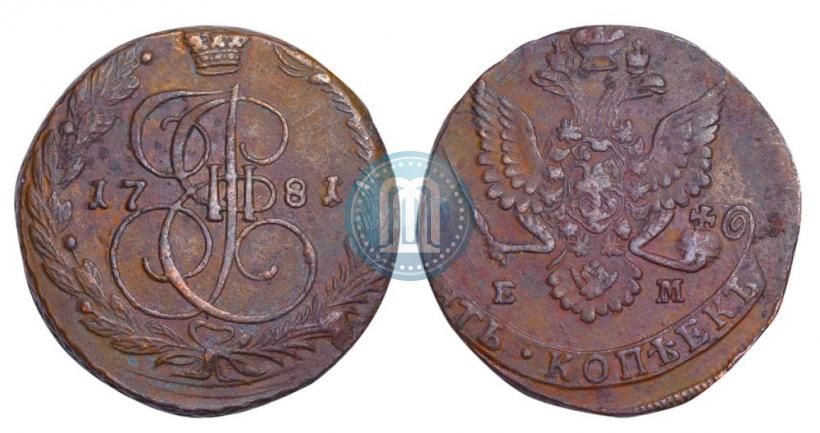 Picture 5 kopecks 1781 year ЕМ 