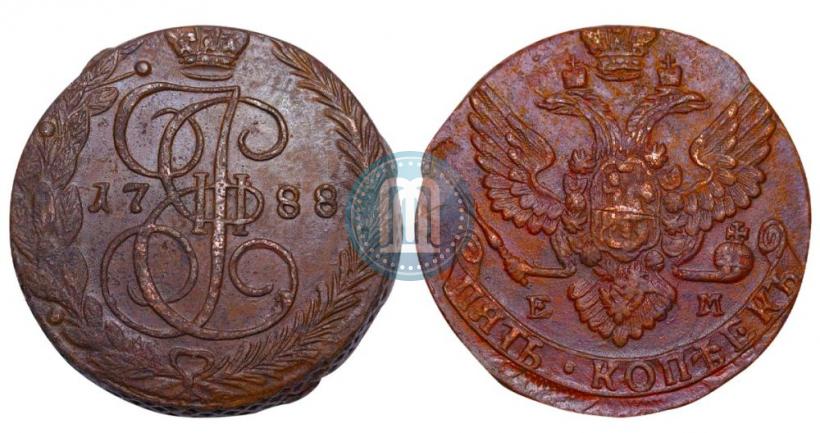 Picture 5 kopecks 1788 year ЕМ 