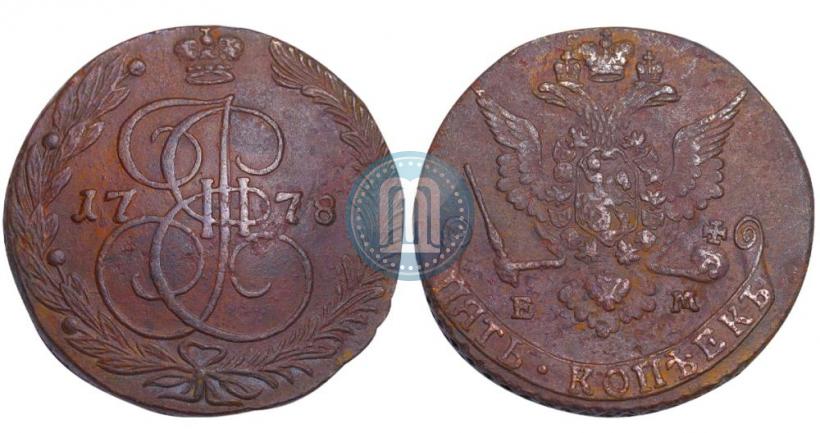 Picture 5 kopecks 1778 year ЕМ 