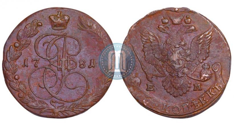 Picture 5 kopecks 1781 year ЕМ 