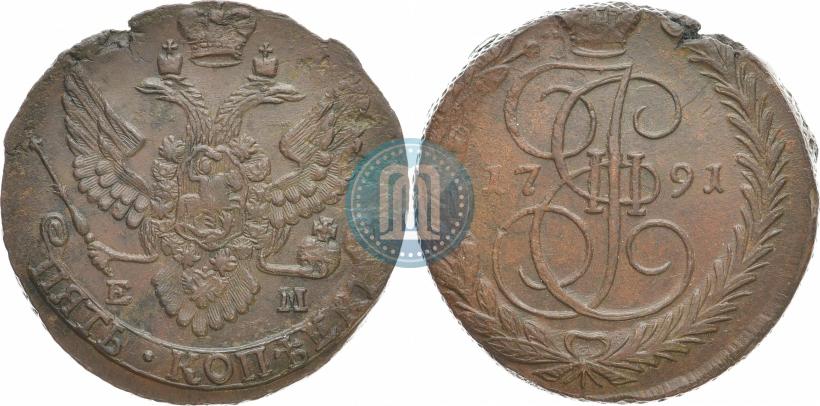 Фото 2 копейки 1791 года ЕМ 