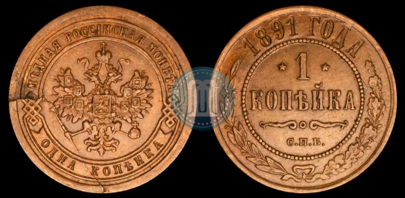 Picture 1 kopeck 1891 year СПБ 