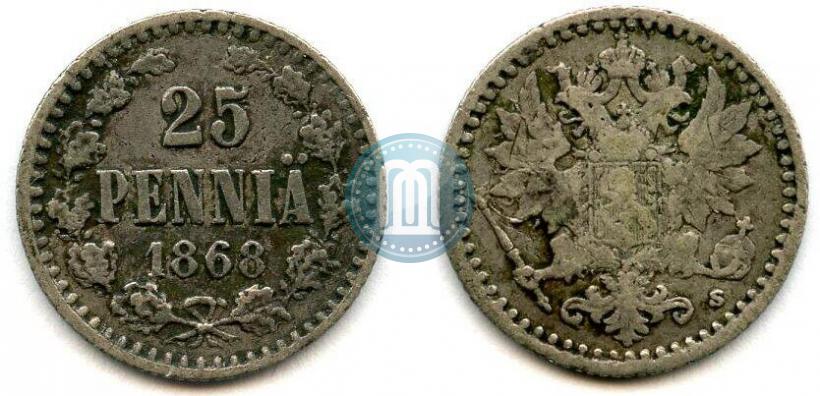 Фото 25 пенни 1868 года S 