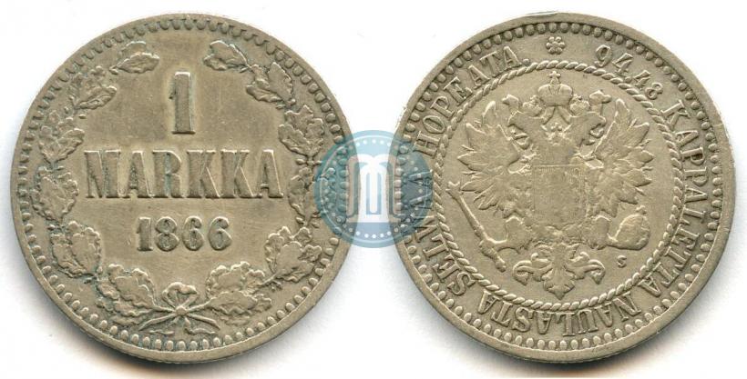 Picture 1 markka 1866 year S 