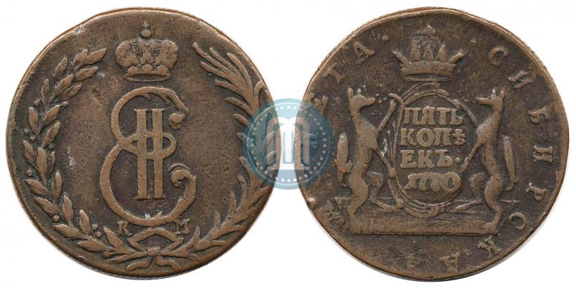 Фото 5 копеек 1770 года КМ 