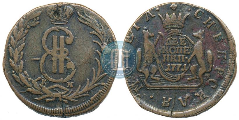Фото 2 копейки 1771 года КМ 