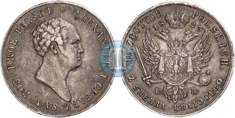 Picture 10 złotych 1823 year IB 
