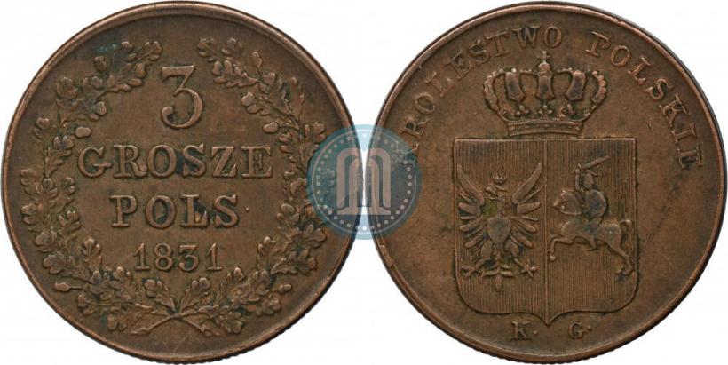 Фото 3 гроша 1831 года KG "Польское восстание"