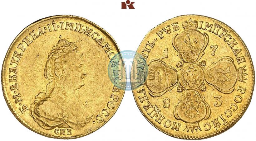 Фото 5 рублей 1783 года СПБ 