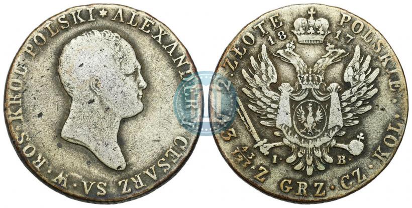 Фото 2 злотых 1817 года IB 