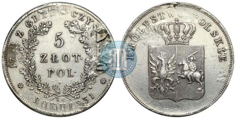 Picture 5 złotych 1831 year KG "Polish uprising"