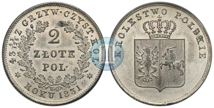 Picture 2 złote 1831 year KG "Polish uprising"