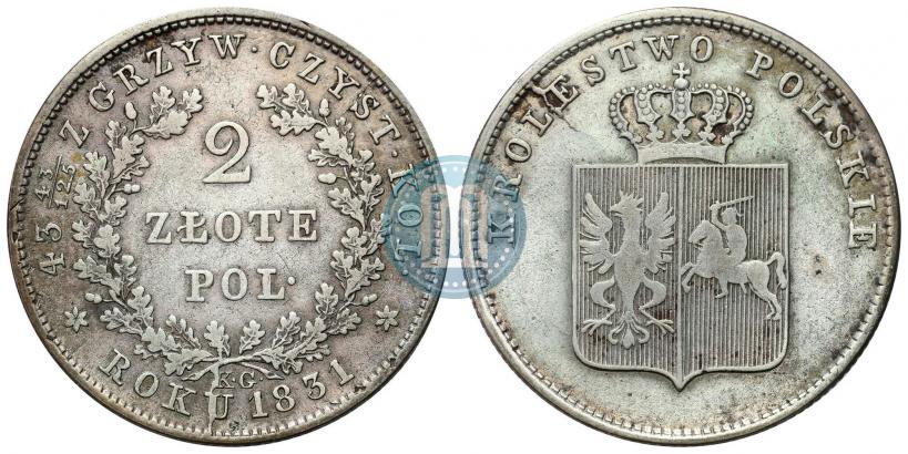 Picture 2 złote 1831 year KG "Polish uprising"