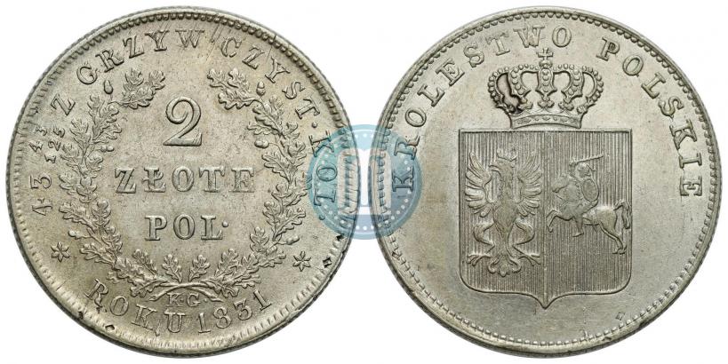 Picture 2 złote 1831 year KG "Polish uprising"