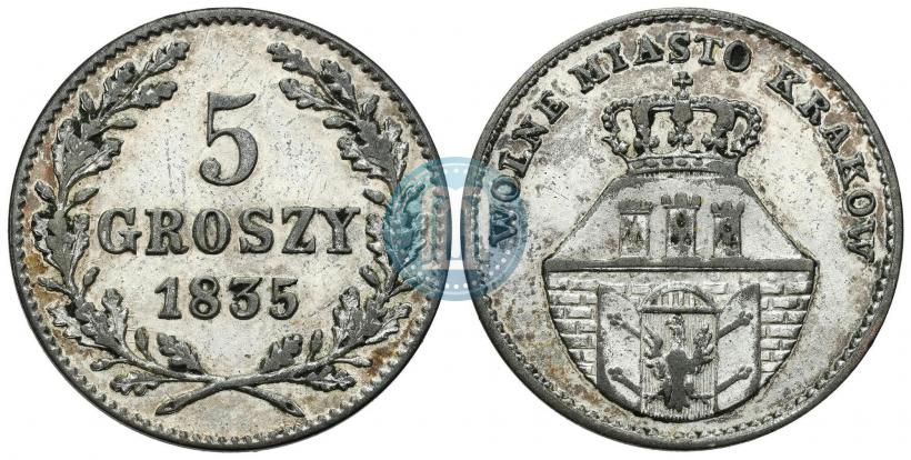 Фото 5 грошей 1835 года  "Свободный город Краков"
