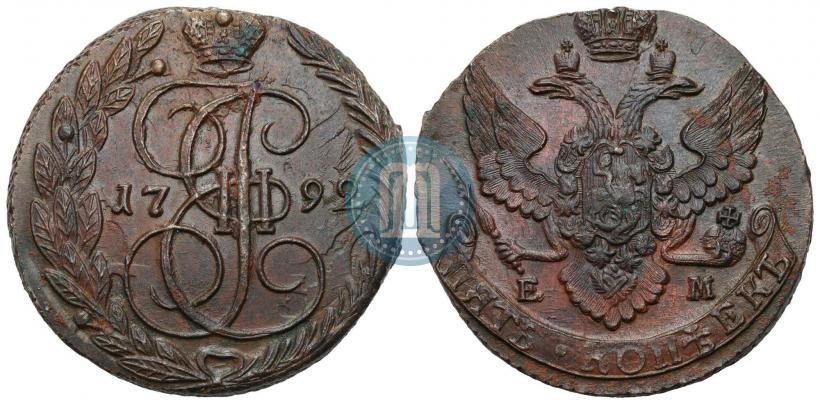 Picture 5 kopecks 1792 year КМ 