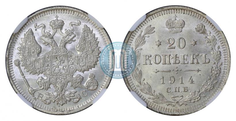 Picture 20 kopecks 1914 year СПБ-ВС 