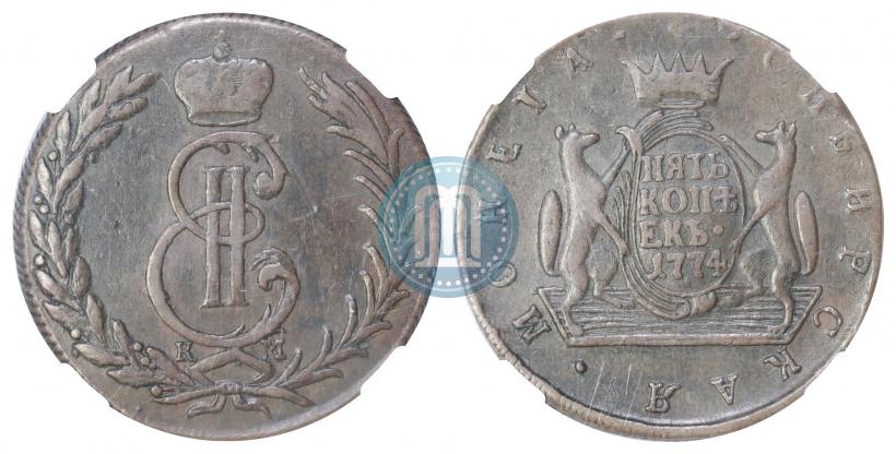 Фото 5 копеек 1774 года КМ 