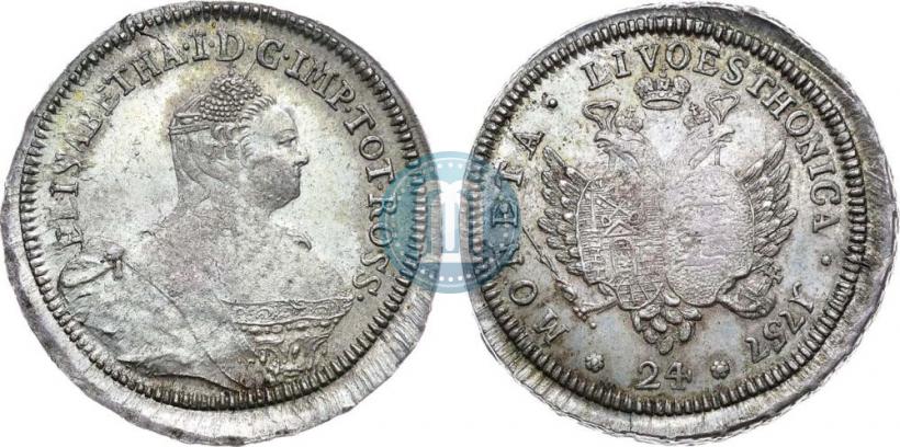 Picture 24 kopecks 1757 year  "For Livonia"