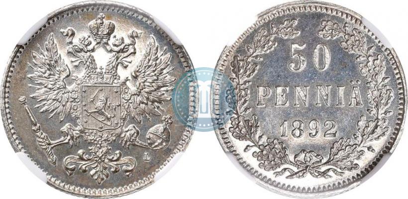 Фото 50 пенни 1892 года L 