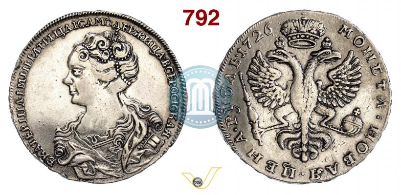 Picture 1 rouble 1726 year  "Moscow type, portrait turned to the left"