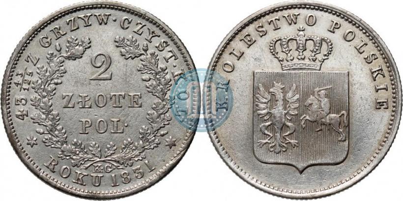 Picture 2 złote 1831 year KG "Polish uprising"