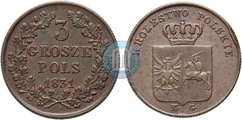 Picture 3 grosze 1831 year KG "Polish uprising"