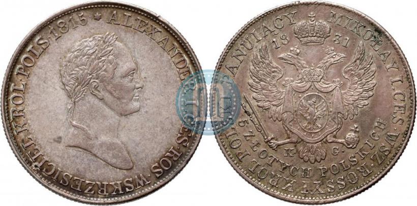 Picture 5 złotych 1831 year KG 