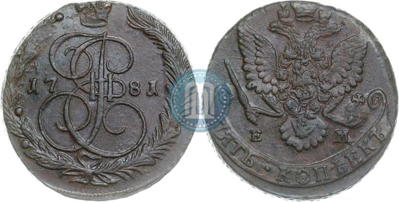 Picture 5 kopecks 1781 year ЕМ 