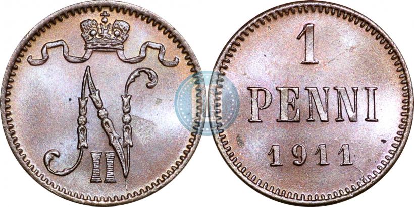 Фото 1 пенни 1911 года  