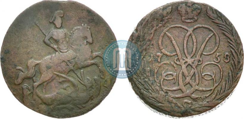Picture 1 kopeck 1758 year  