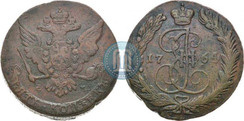 Фото 5 копеек 1764 года ЕМ 