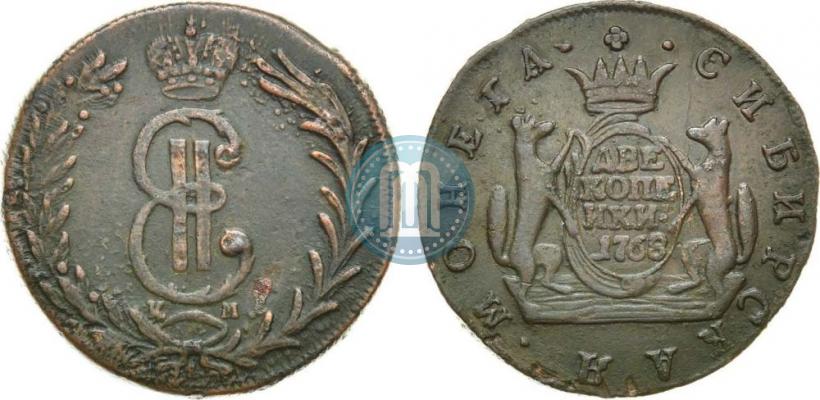 Фото 2 копейки 1768 года КМ 