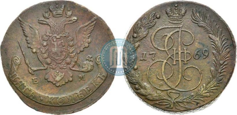Фото 5 копеек 1769 года ЕМ 