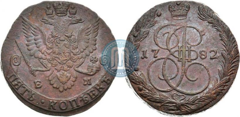Фото 5 копеек 1782 года ЕМ 